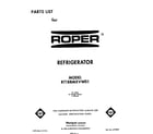 Roper RT18BMXVW01 front cover diagram