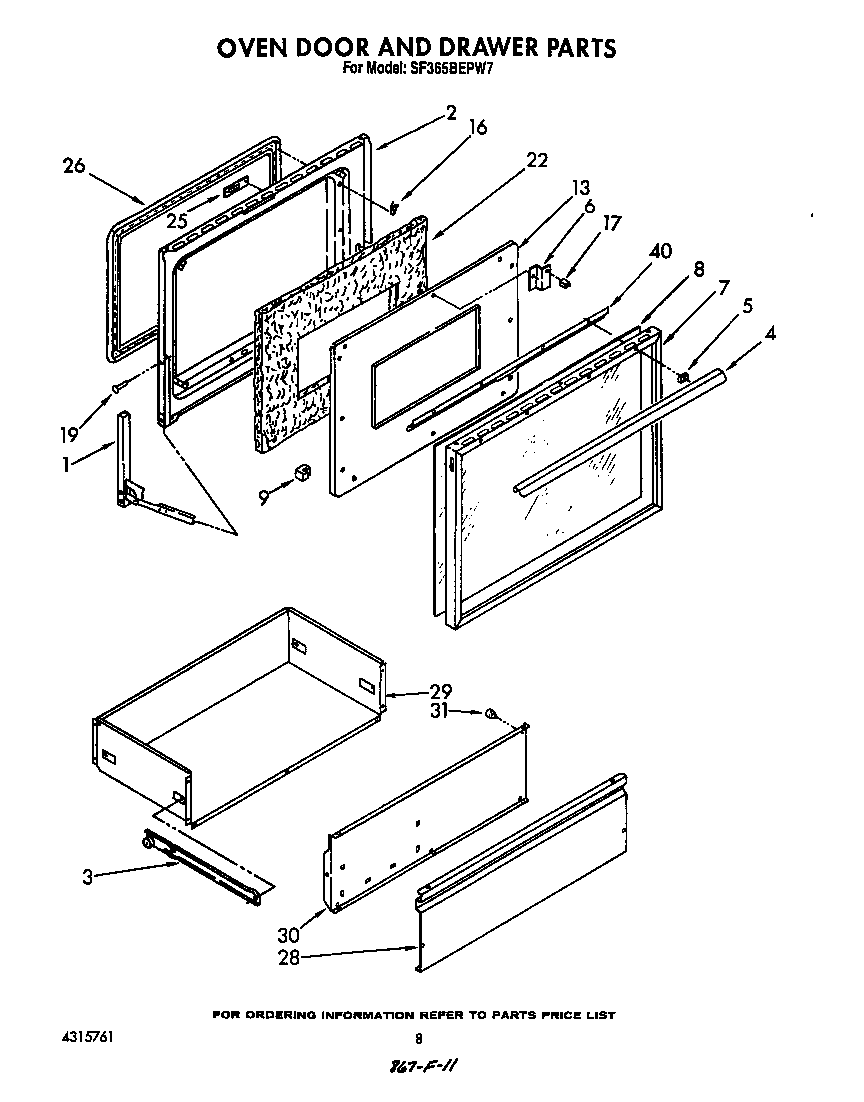 OVEN DOOR AND DRAWER