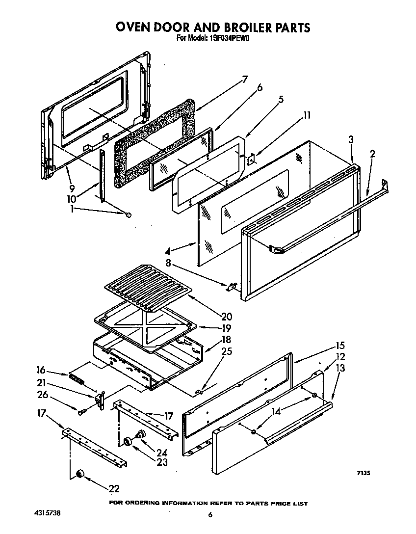 Oven door and broiler