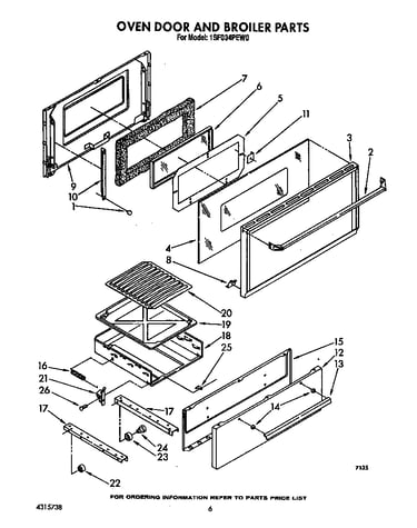Oven door and broiler
