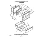 Whirlpool SF376PEPW0 oven door and drawer diagram