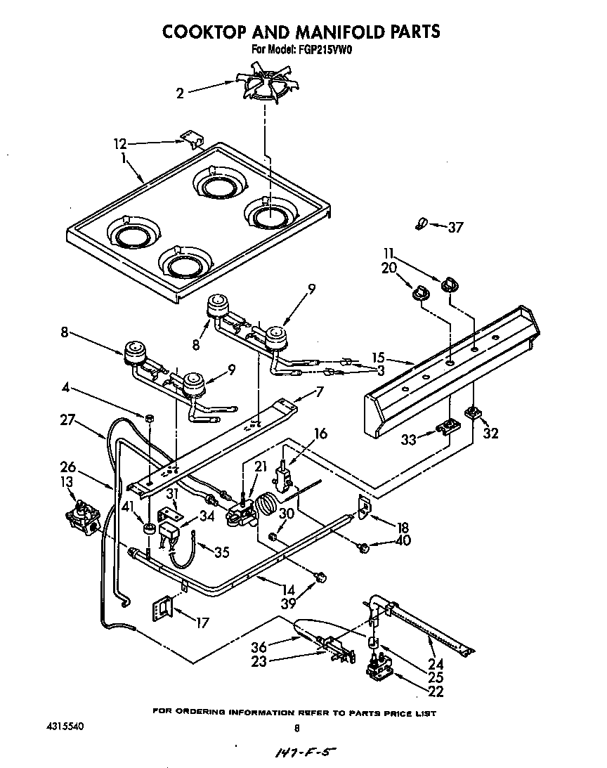 Cooktop and manifold