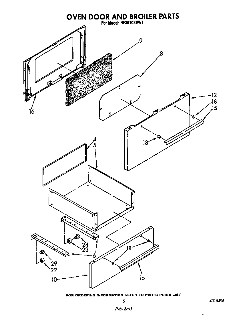 OVEN DOOR AND BROILER