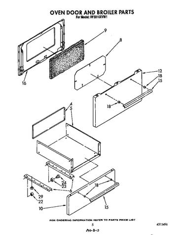 Oven door and broiler