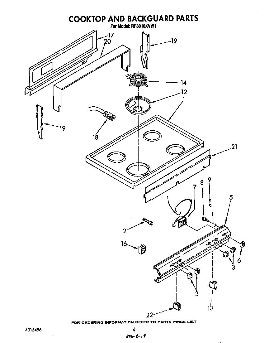 Cook top and back guard