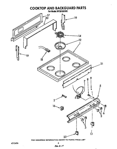 Cook top and back guard