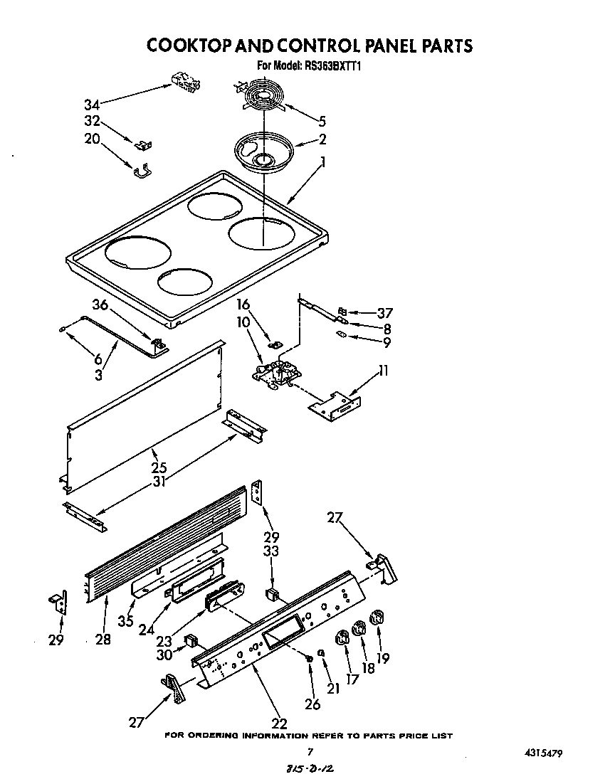 Cook top and control panel