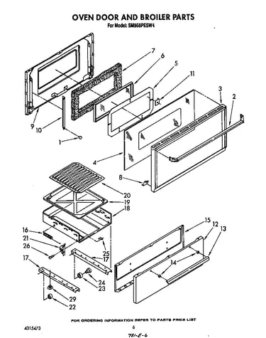 Oven door and broiler