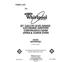 Whirlpool SE950PERW5 front cover diagram