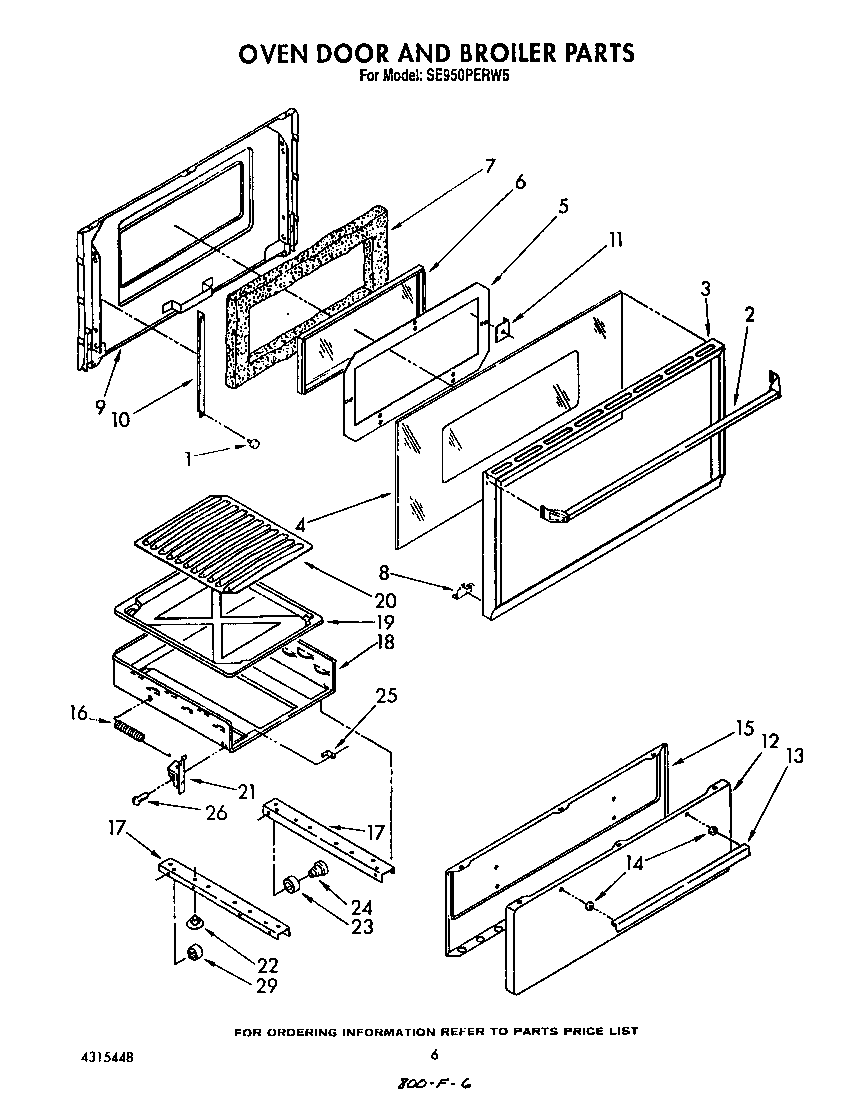 OVEN DOOR AND BROILER