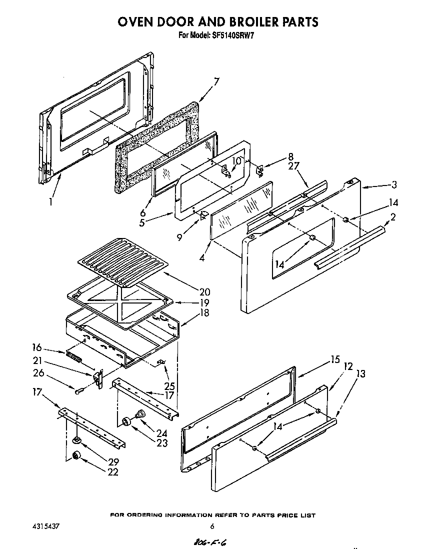 Oven door and broiler