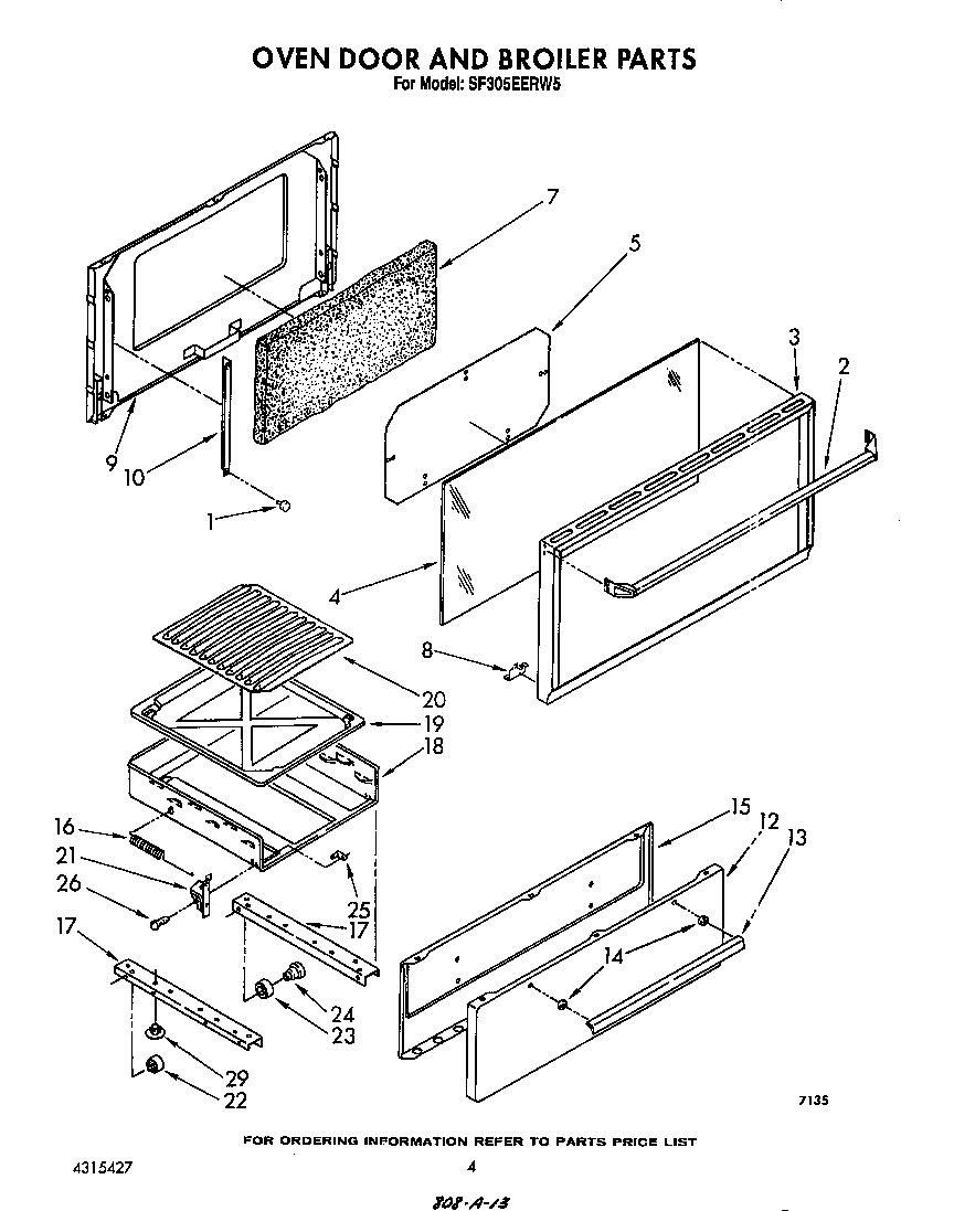 Oven door and broiler