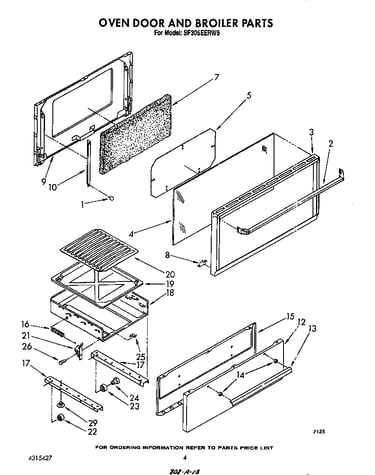 Oven door and broiler