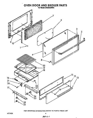 Oven door and broiler