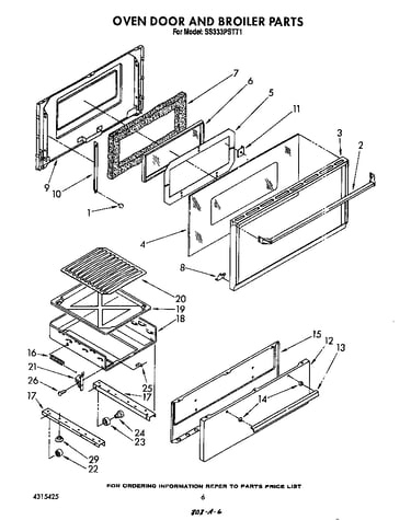 Oven door and broiler