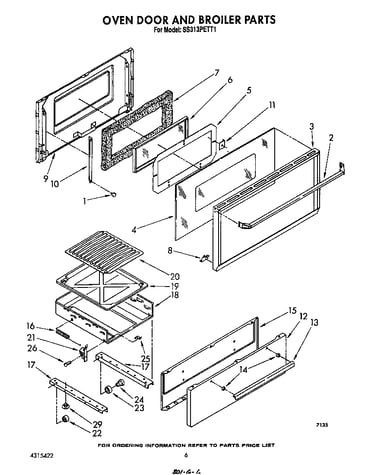 Oven door and broiler