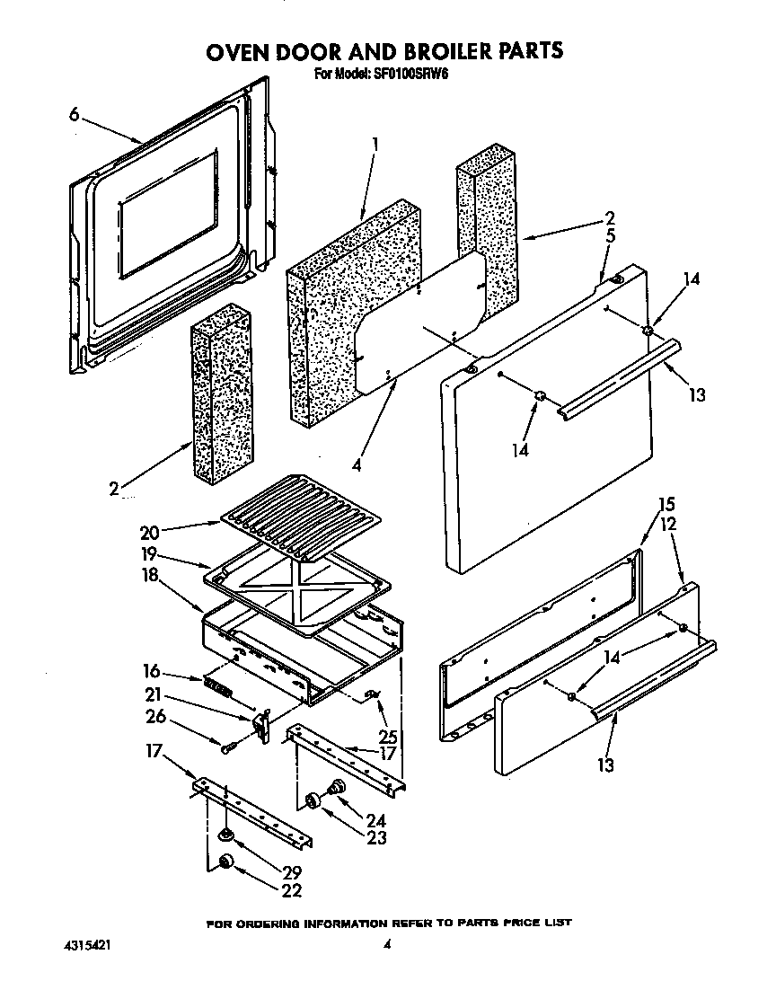 Oven door and broiler