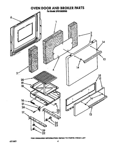 Oven door and broiler