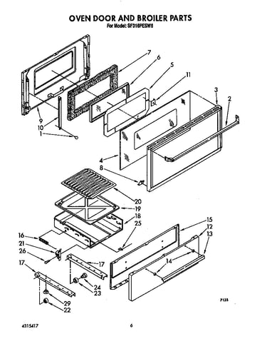 Oven door and broiler
