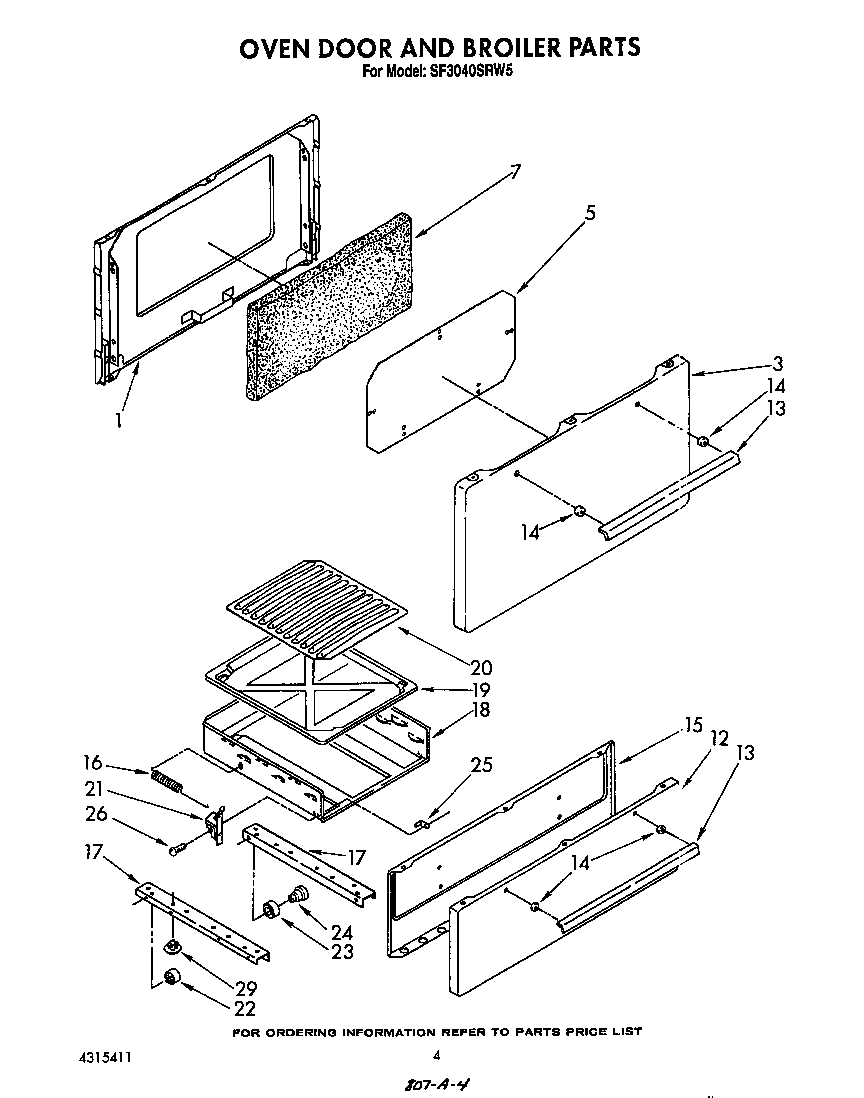 Oven door and broiler