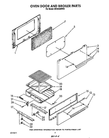 Oven door and broiler