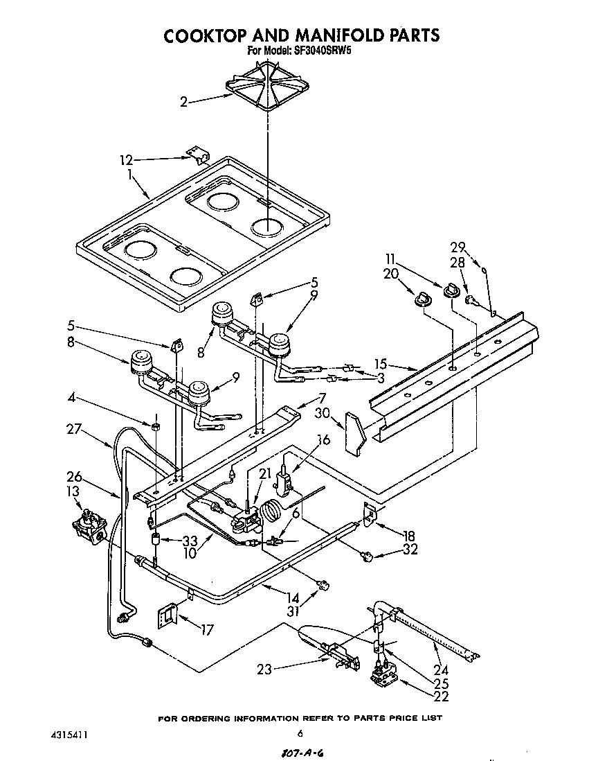 Cook top and manifold