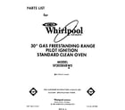 Whirlpool SF302BSRW5 front cover diagram