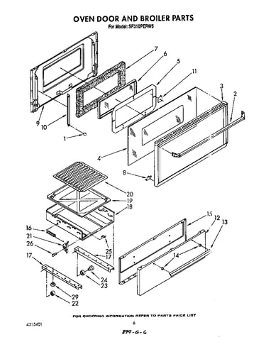 Oven door and broiler