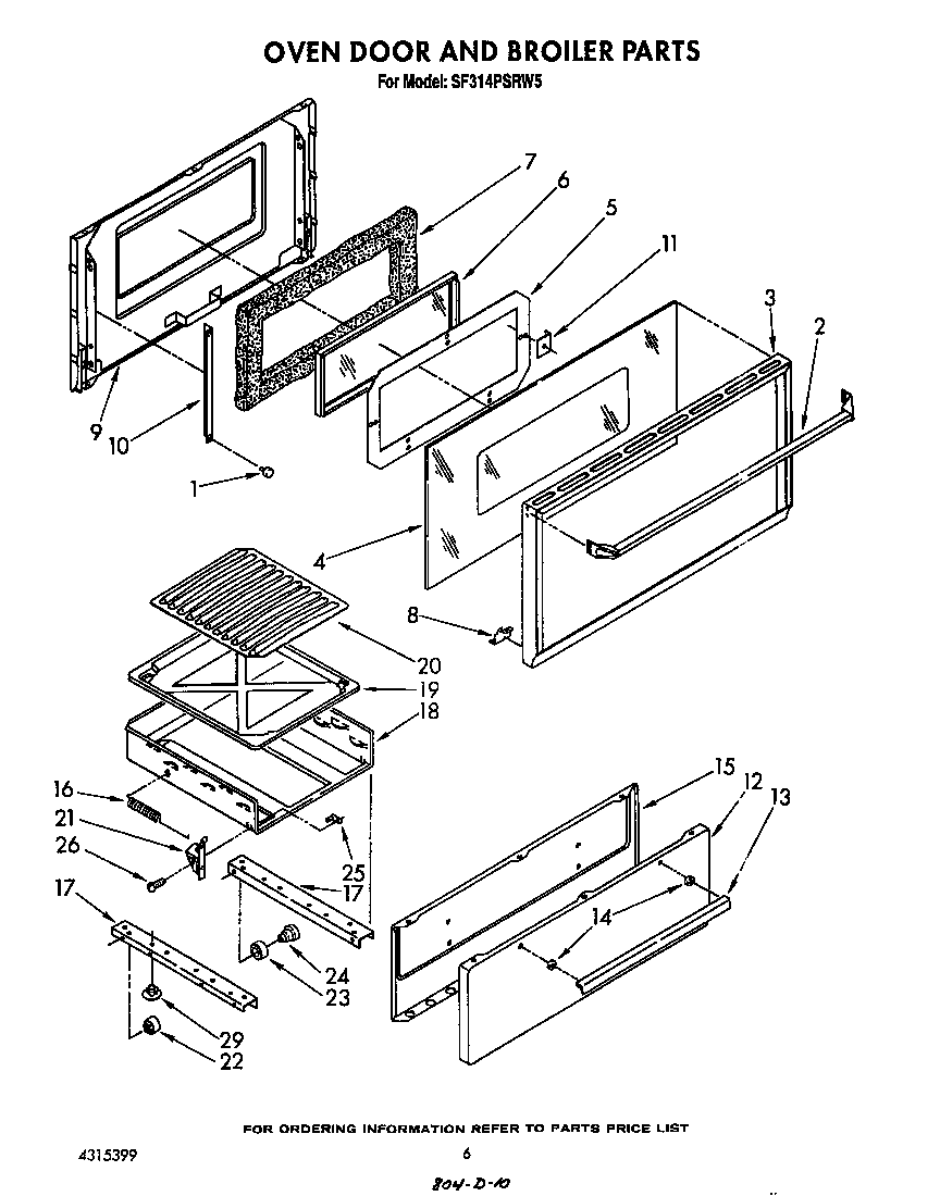 OVEN DOOR AND BROILER