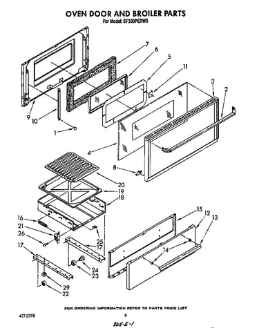 Oven door and broiler