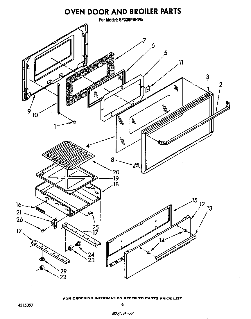 Oven door and broiler