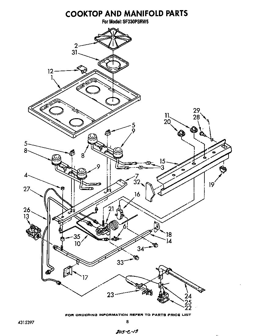 Cooktop and manifold