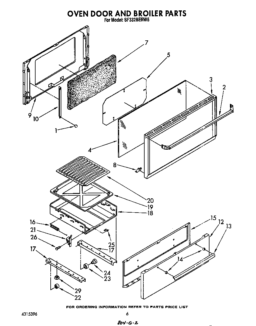 Oven door and broiler