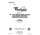 Whirlpool SF3100ERW5 front cover diagram