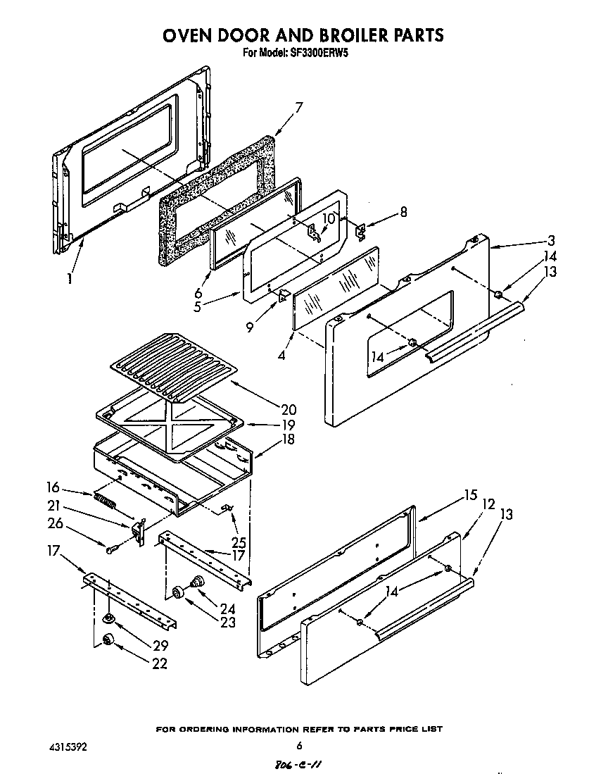 OVEN DOOR AND BROILER