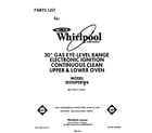 Whirlpool SE950PERW4 front cover diagram