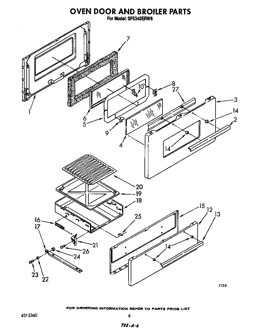 Oven door and broiler