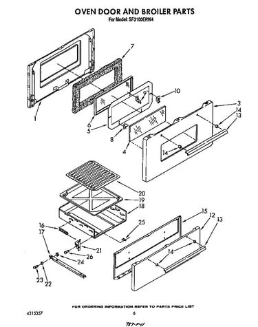Oven door and broiler