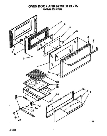 Oven door and broiler