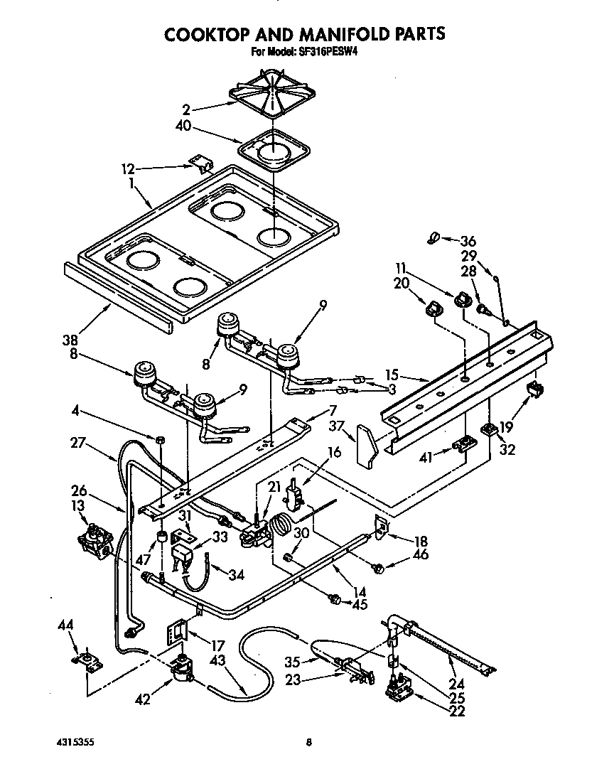 Cooktop and manifold