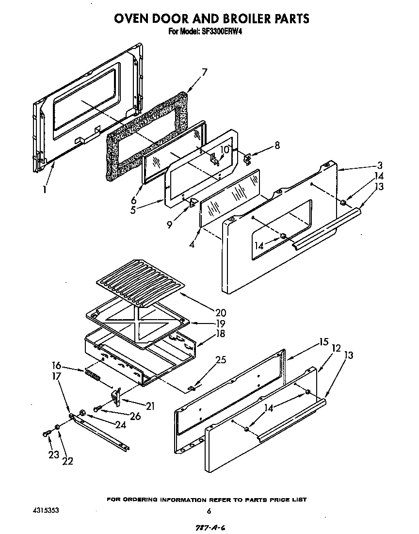 Oven door and broiler