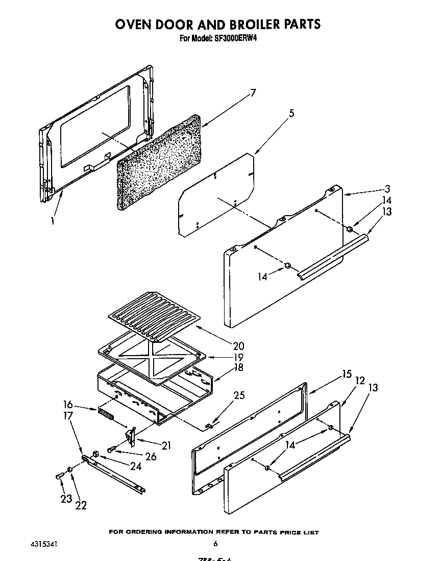 Oven door and broiler