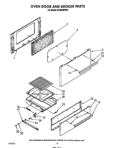Oven door and broiler