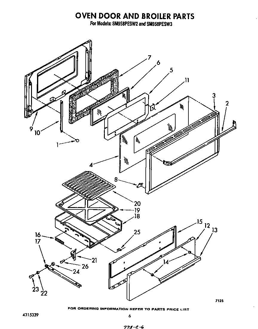 Oven door and broiler