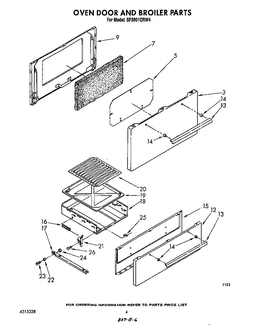 Oven door and broiler