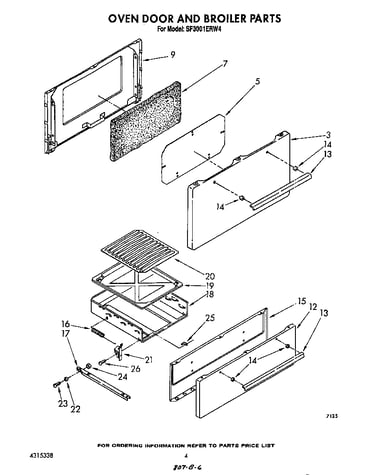Oven door and broiler