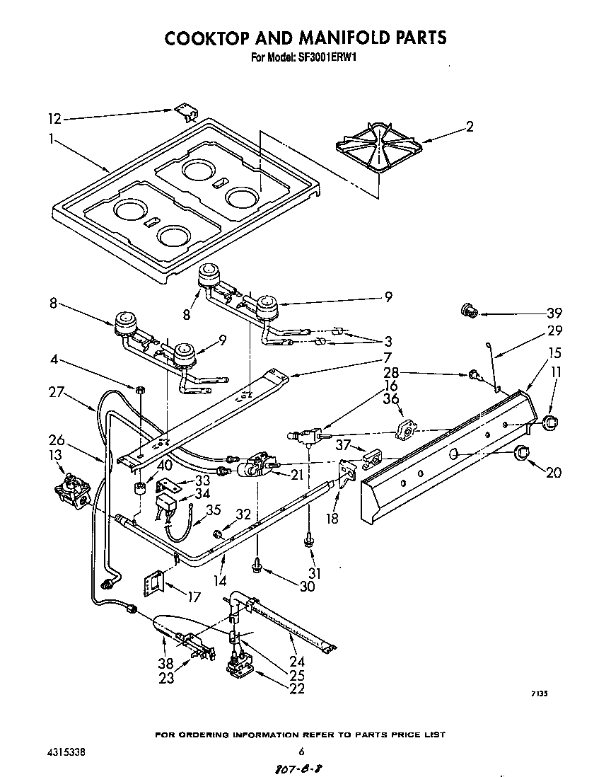 Cook top and manifold