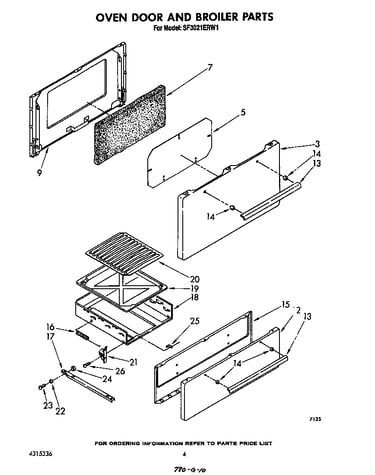 Oven door and broiler