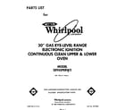 Whirlpool SE950PERW2 front cover diagram