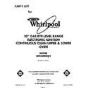 Whirlpool SE950PERW2 front cover diagram